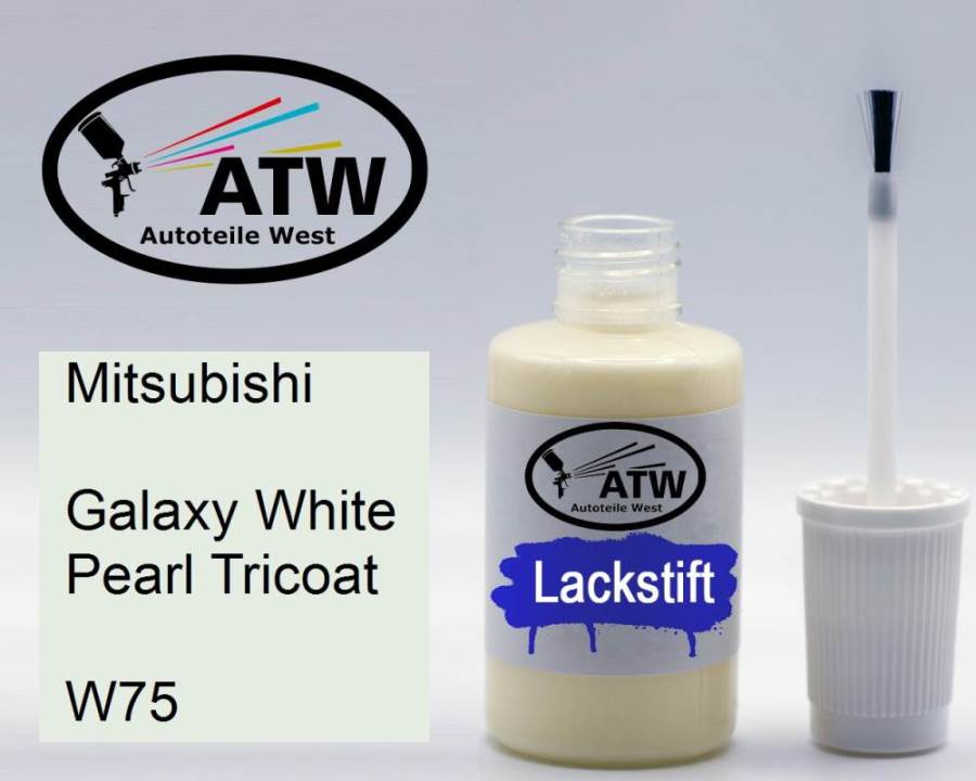 Mitsubishi, Galaxy White Pearl Tricoat, W75: 20ml Lackstift, von ATW Autoteile West.